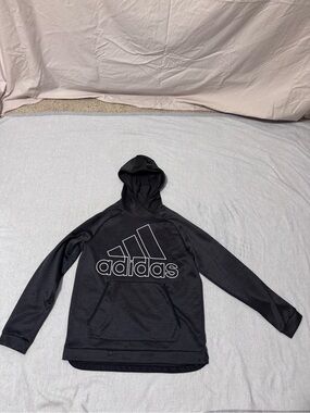 adidas Black Hoodie with White Outline Logo